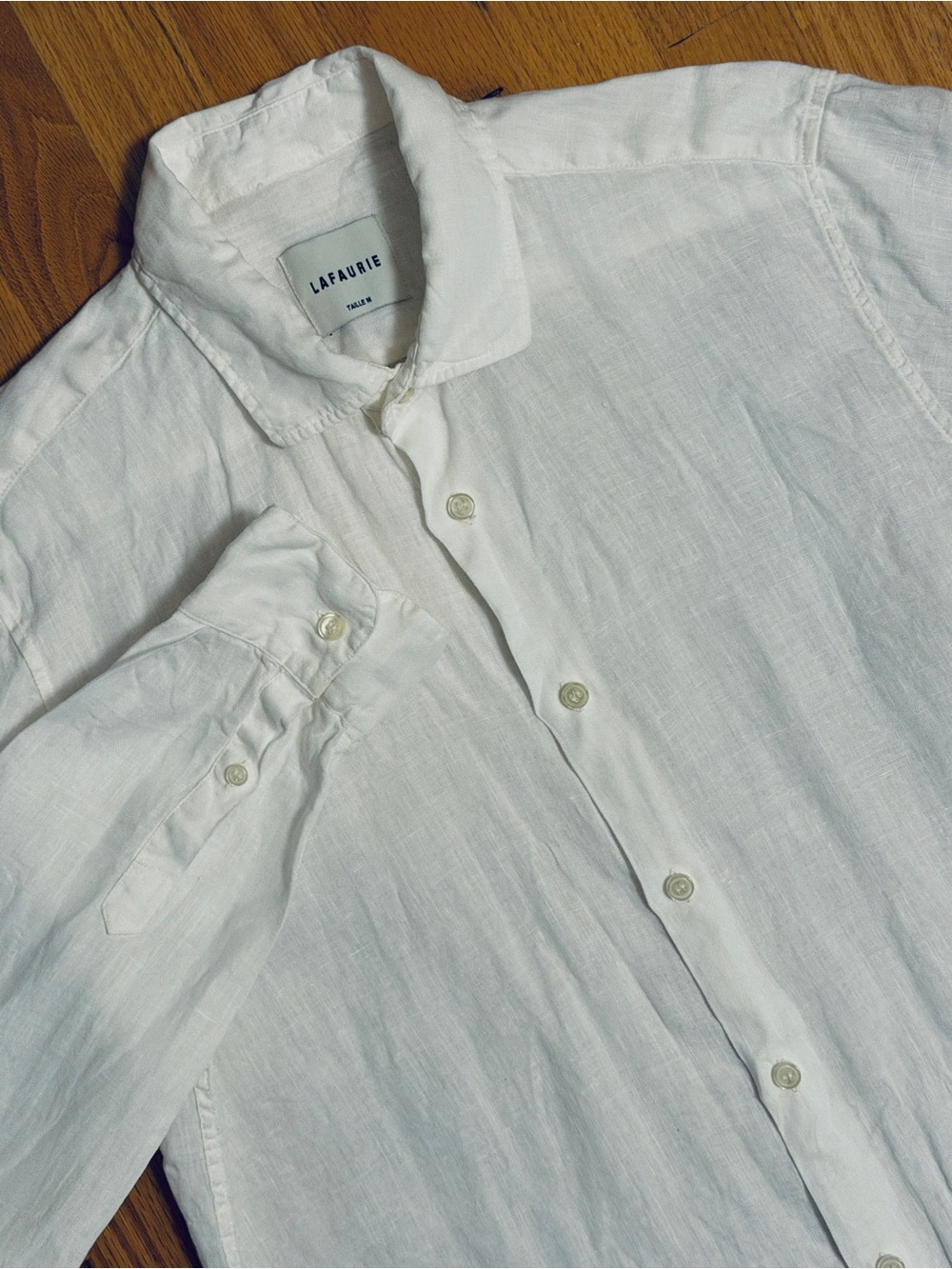 Lafaurie Fierce Linen Long Sleeve Button-up Shirt in White Sz Small